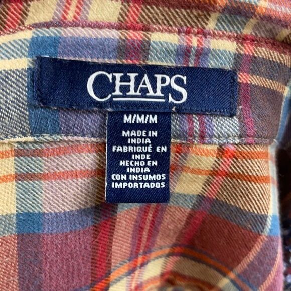 Chaps Multi-Color Plaid Button Down Blouse Size: M - Picture 6 of 8